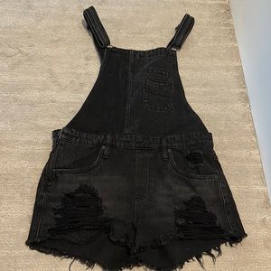 BlankNYC black denim shortall overall shorts